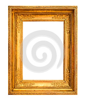 Blank wide old wooden picture frame cutout
