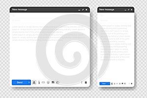 Blank window of Email, template vector illustration. Email message window. Modern flat style