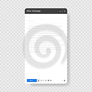 Blank window of Email, template vector illustration. Email message window. Modern flat style