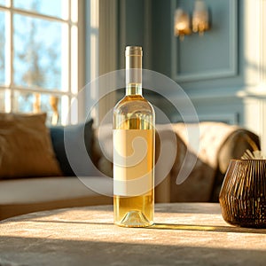 Blank Wine Bottle Mockup Elegant Table Setting for Wedding or Event