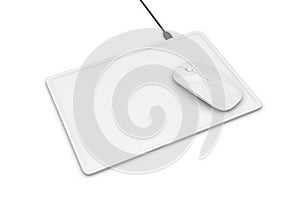 Blank Wireless Charging Mouse Pad with computer mouse for branding or design presentation. 3d render illustration.