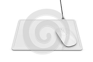 Blank Wireless Charging Mouse Pad with computer mouse for branding or design presentation. 3d render illustration.