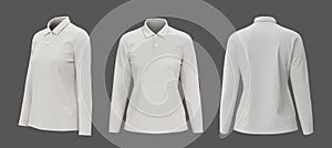 Blank women long sleeve polo shirt mockup