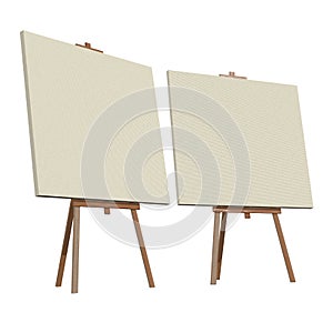 Blank wood easel with canvas