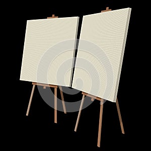 Blank wood easel with canvas