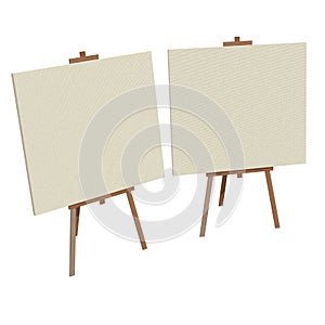 Blank wood easel with canvas