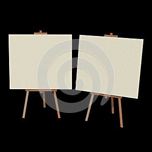 Blank wood easel with canvas