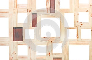 Blank wood  picture frame group patterns on wall background