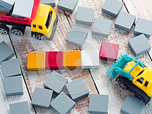 Blank Wood Scrabble Pieces with truck toys