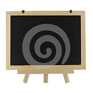 Blank wooden blackboard isolated on white