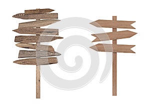 Blank wooden directional beach signs on pole