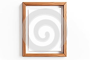 Blank wooden frame mockup isolated on white background. Generative ai