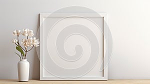 Blank Wooden Frame With Pansy: Accessorizing Shot For Wall Decor