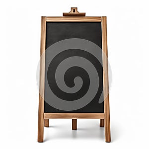 Blank wooden menu blackboard outdoor display isolated with clipping path