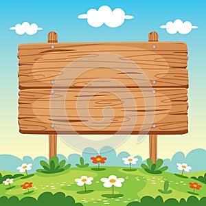 Blank Wooden Sign Board Illustration