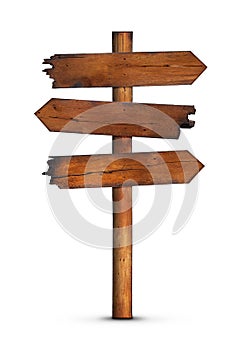 Blank wooden signpost