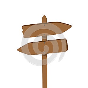 Blank wooden sing arrow isolated on white