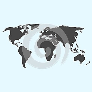 Blank world map, vector illustration on blue background