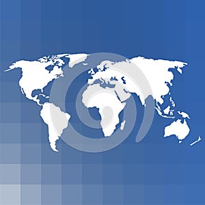 Blank world map, vector illustration on blue background