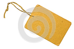 Blank Yellow Cardboard Sale Tag Label Isolated