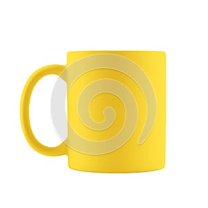 Blank yellow cup isolated on white. Mockup for design