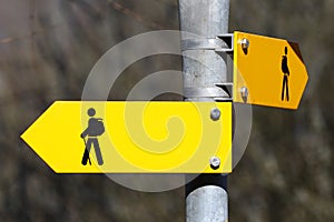 Blank yellow direction signs