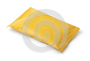 Blank yellow foil food packet photo