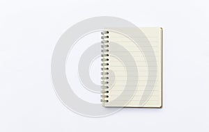 Blank yellow lined note book isolate on white background