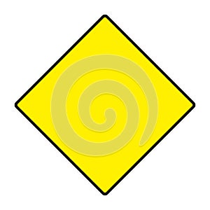 Blank yellow rhombus. Warning road sign. Construction symbol