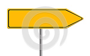 Blank yellow road sign illustration with copy space on white background