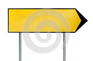 Blank yellow road sign template for text with arrow to right direction