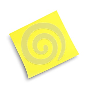 Blank yellow sticky note on background, top view