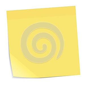 blank yellow sticky note isolated on white background