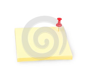 Blank yellow sticky note with red push pin