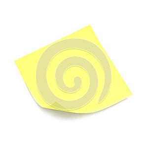 Blank yellow sticky note on white background