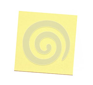 Blank yellow sticky note on white background
