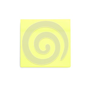 Blank yellow sticky note on white background, top view