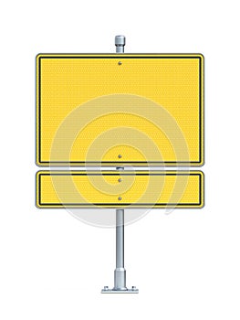 Blank yellow traffic sign board two part 3D