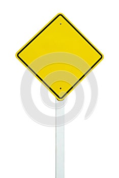 Blank yellow traffic sign isolated