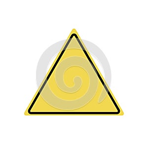 Blank yellow triangle safety industrial and traffic sign, empty warning triangle label vector