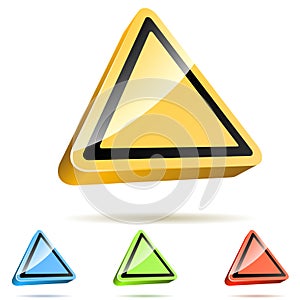 Blank Yellow Triangular Warning 3D Sign
