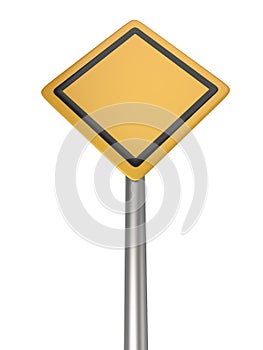 Blank yellow warning road sign