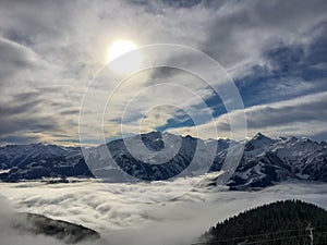 Blanket of clouds over Zell am See, Austria