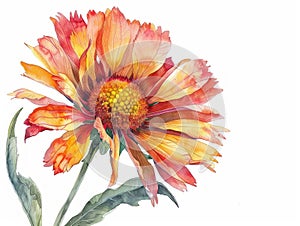 Blanketflower colorful flower watercolor isolated on white background