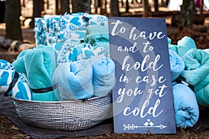 Blankets as winter wedding favors