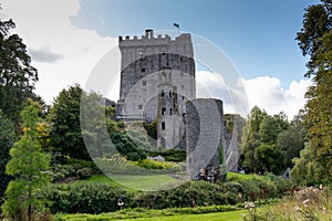 Blarney Castle, a medieval stronghold in Blarney, near Cork, Ireland, and the River Martin