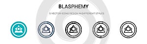 Blasphemy icon in filled, thin line, outline and stroke style. Vector illustration of two colored and black blasphemy vector icons photo