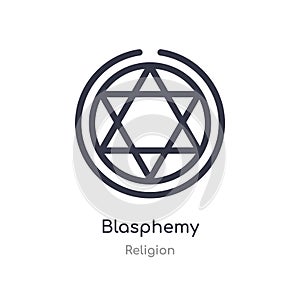 blasphemy outline icon. isolated line vector illustration from religion collection. editable thin stroke blasphemy icon on white