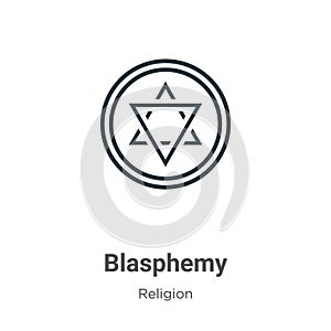 Blasphemy outline vector icon. Thin line black blasphemy icon, flat vector simple element illustration from editable religion photo