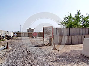 Blast barriers on a military camp in Iraq